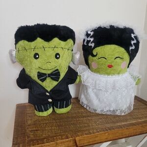 Set 2 Frankenstein Bride Halloween Pillow Plush Standing Monsters Door Greeters